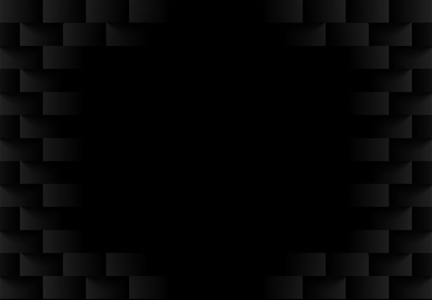 Embossed geometric square black background.