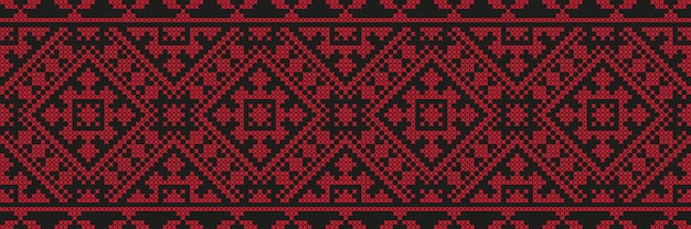 Embroidered cross-stitch ethnic Ukraine pattern vector EPS