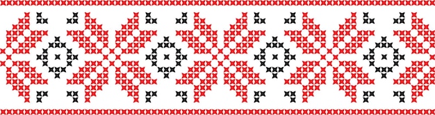 Embroidered crossstitch ornament national pattern Ukrainian Slavic