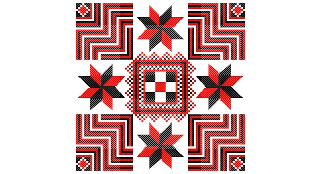 Embroidered good like old handmade crossstitch ethnic Ukraine pattern Ukrainian towel ornament rushnyk called vector