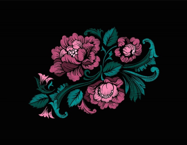 Embroidery Design in Baroque Style. Vector