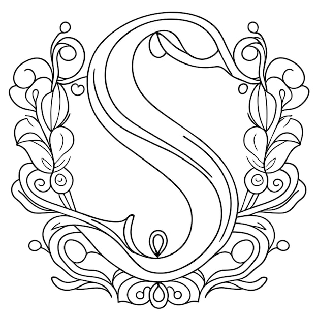 embroidery sample vintage letter s styles pattern vector illustration line art