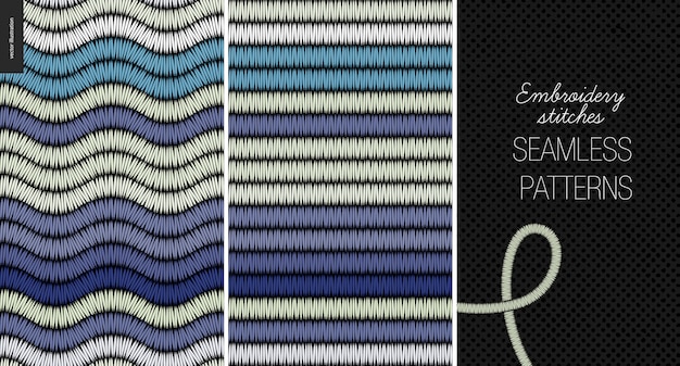 Vector embroidery satin stitch seamless patterns