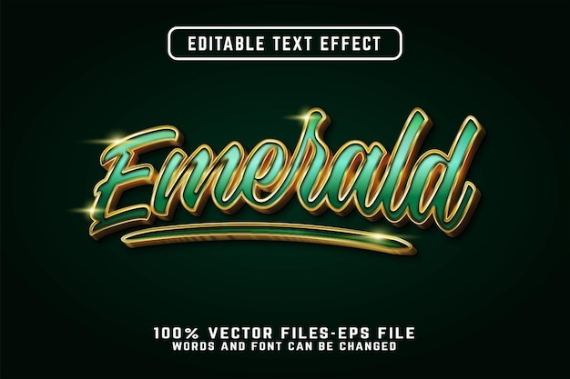 Emerald 3d realistic text effect premium vectors