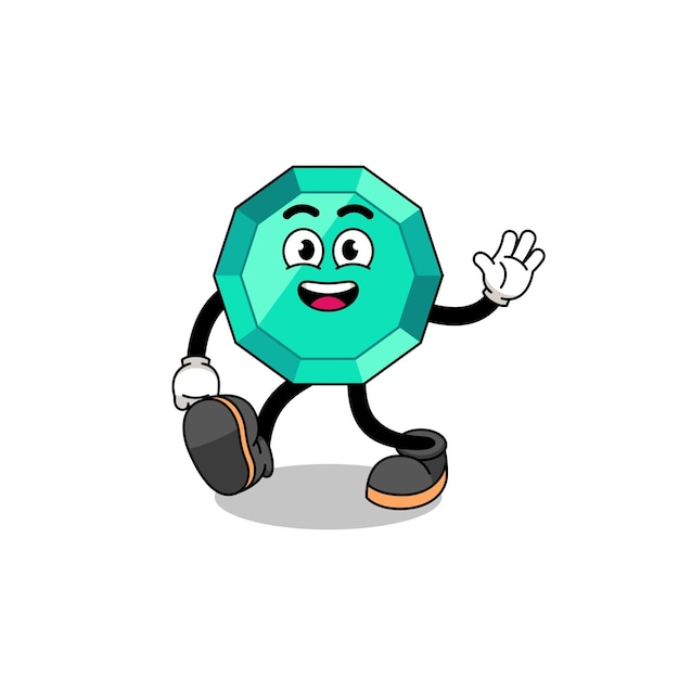 Emerald gemstone cartoon walking