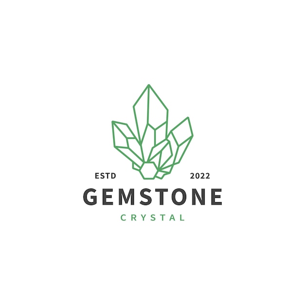 Emerald gemstone logo design illustration with line art style 3