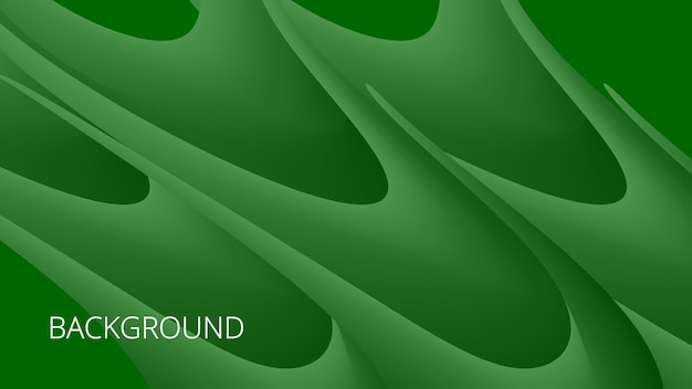 Vector emerald green abstract background with 3d texture wavy lines and gradient transition dynamic shape