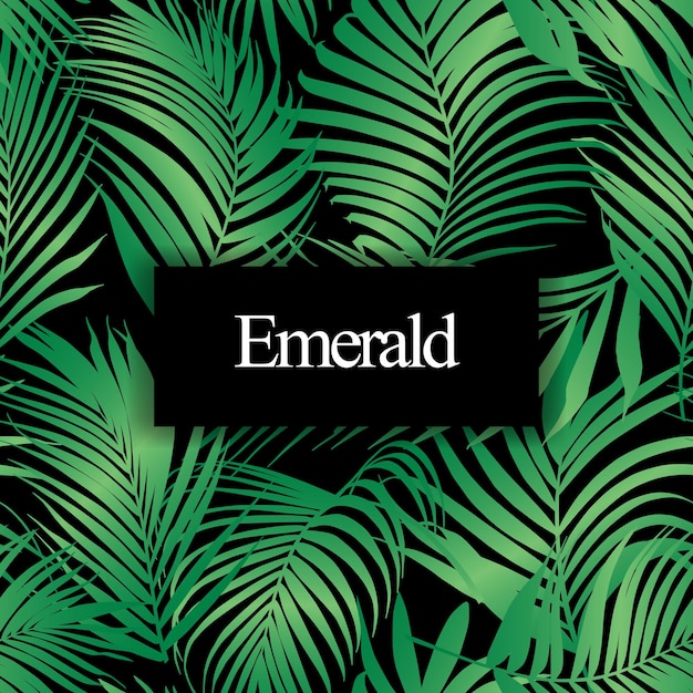 Emerald palm leaf vector seamless pattern