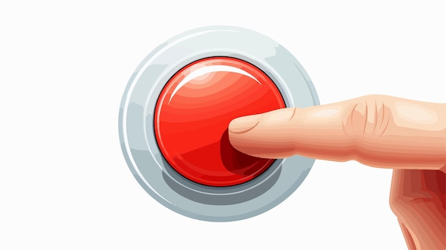 Vector emergency button being pressed and turned by hand