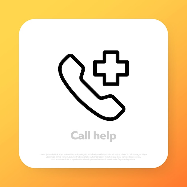 Emergency call filled outline icon, vector. Medical support. Health care. Medical symbol. Can be used for topics like medicine, clinic, health care. Vector illustration on a white background.