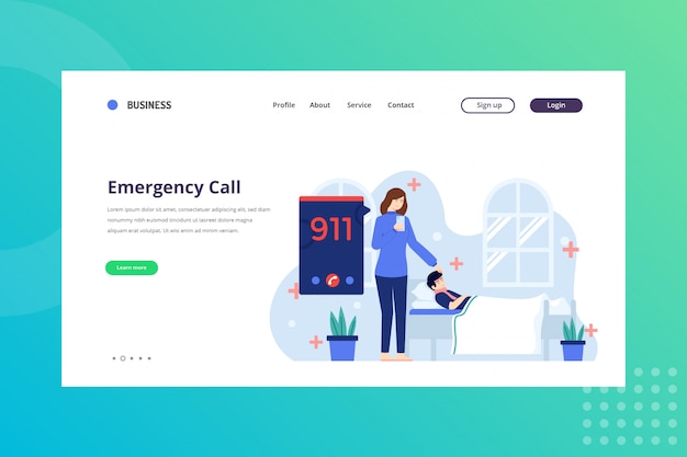 Vector emergency call illustration for medical concept on landing page