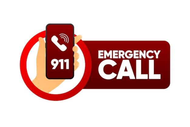 Emergency Call label SOS emergency call 911 calling Hotline concept Vector Illustration