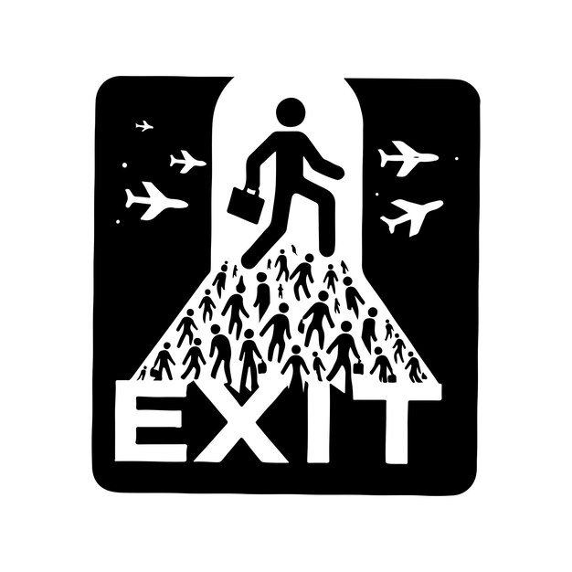 Vector emergency exit silhouette sign vector illustration