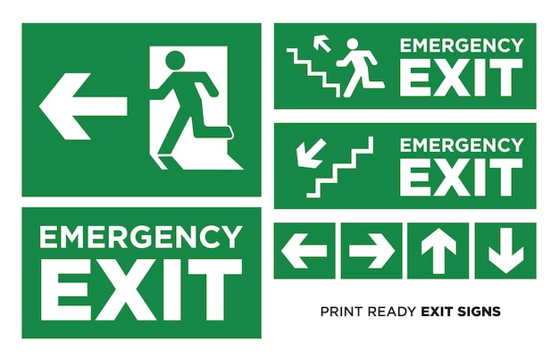 Emergency fire exit signs vector