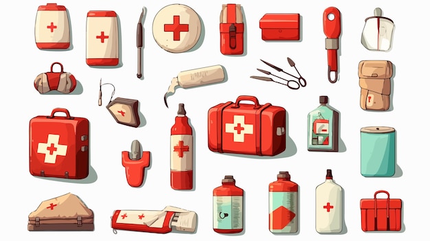 Vector emergency first aid icons cartoon vector illustration