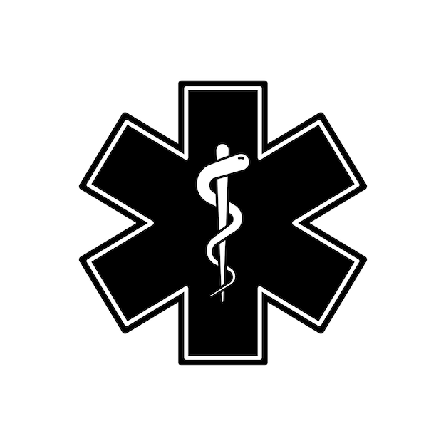 Emergency medical symbol. Vector isolated medical sign icon with snake. Medical star symbol. Star of life sign. EPS 10