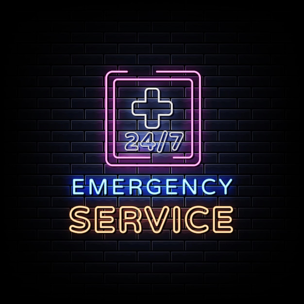 Emergency Service Neon Signs Style Text