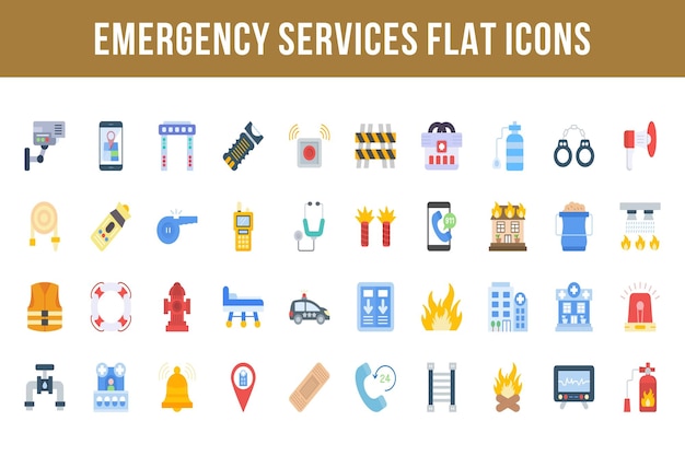 Emergency Services Flat Multicolor Icons