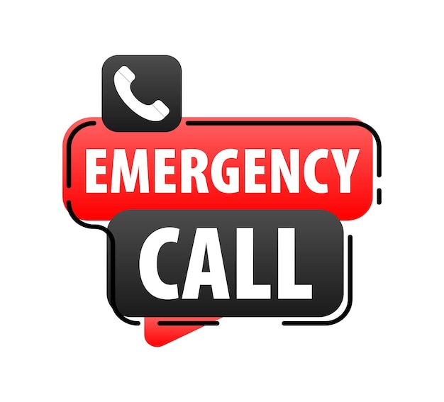 Emergency Telephone Call Call 911 label Ambulance and urgency