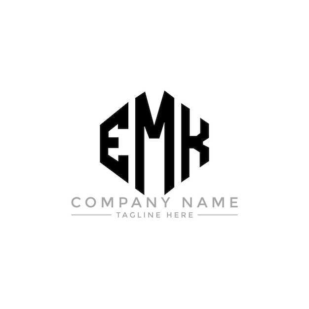 EMK letter logo design with polygon shape EMK polygon and cube shape logo design EMK hexagon vector logo template white and black colors EMK monogram business and real estate logo