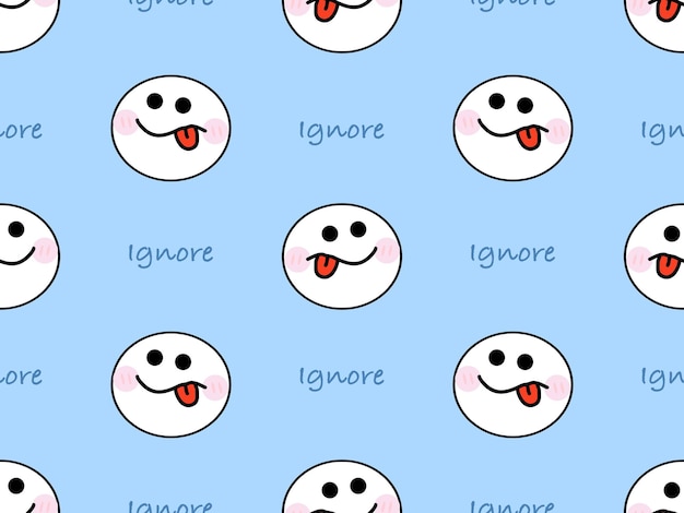 Emoji cartoon character seamless pattern on blue background