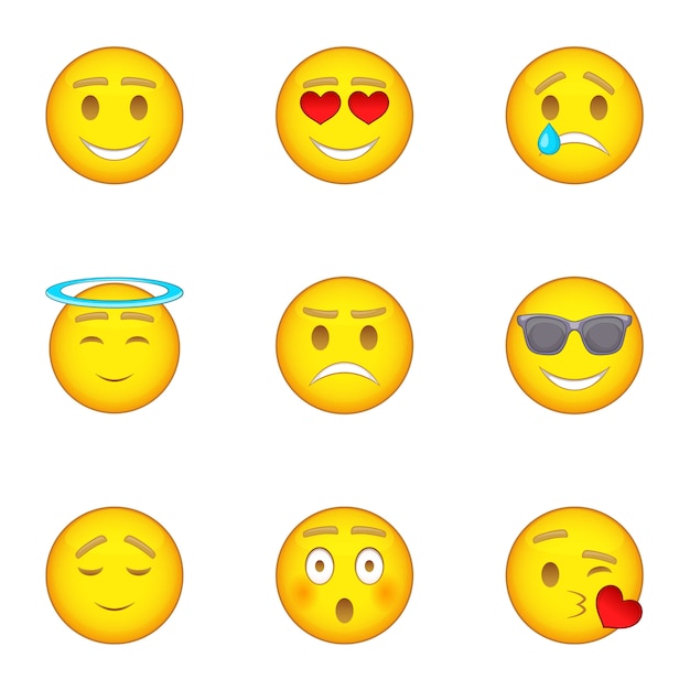 Emoji icons set, cartoon style