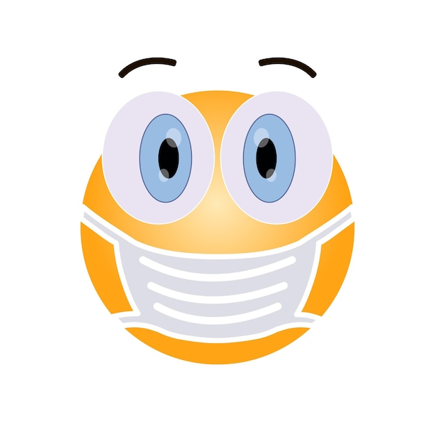 Emoji in medical mask icon isolated on white background for poster communication chat symbol Coronavirus smile sign Vector 10 eps