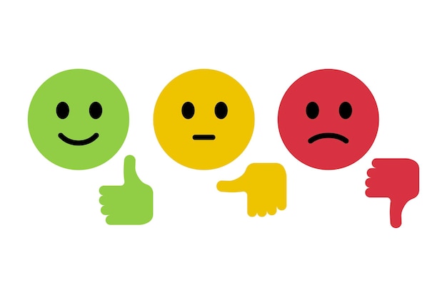 Vector emoji reviews with thumbs up and down