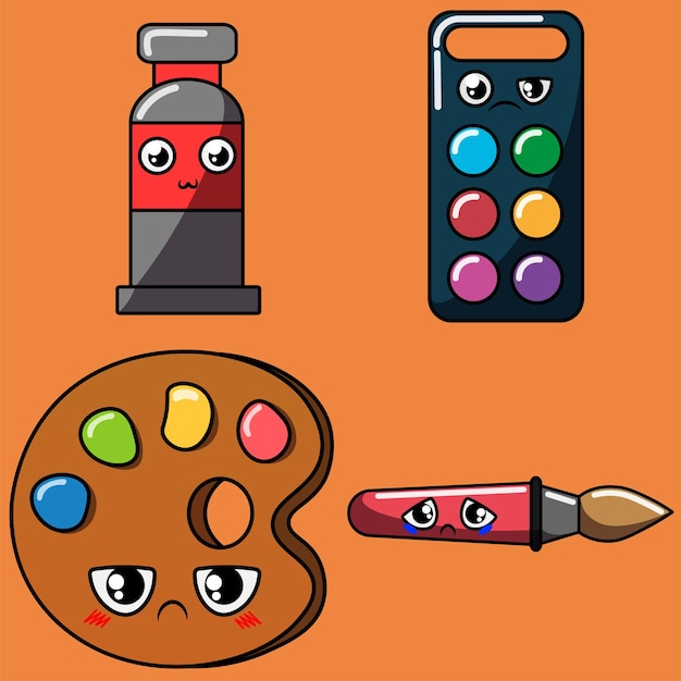 Emoji School Set Vector Orange