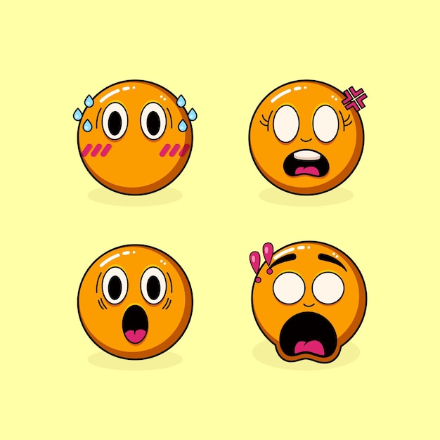 Vector emoji shock retro style illustration