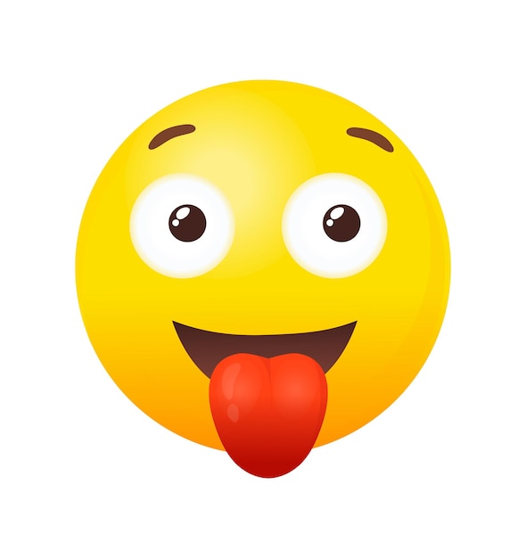 Emoji Stuck Out Tongue. Round fun character for chat, vector illustration