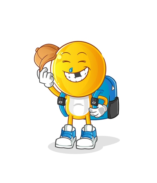 Emoticon head cartoon goes to school vector cartoon character