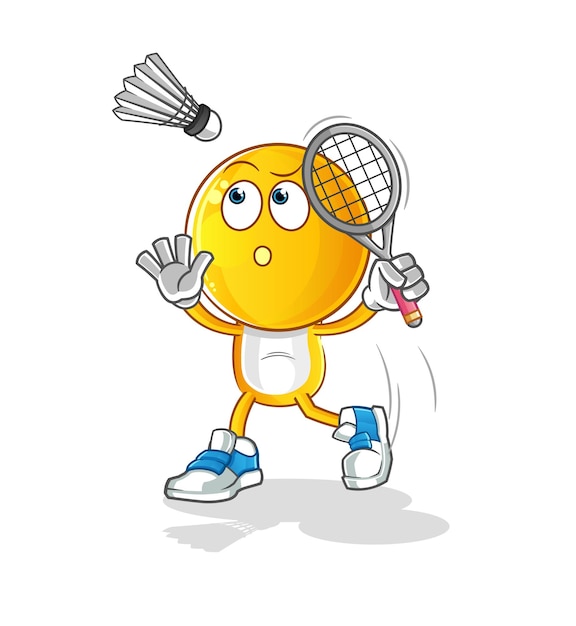 Emoticon head cartoon smash at badminton. cartoon mascot vector