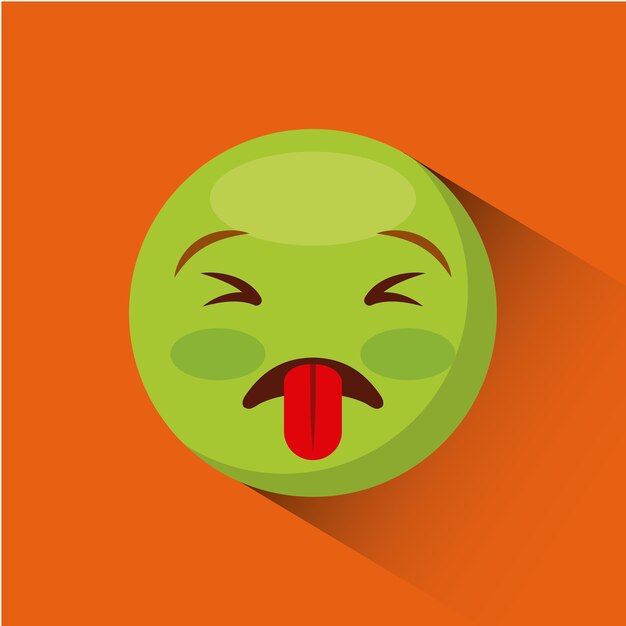 Vector emoticon  nauseated face  icon over orange background. colorful design. vector illustration