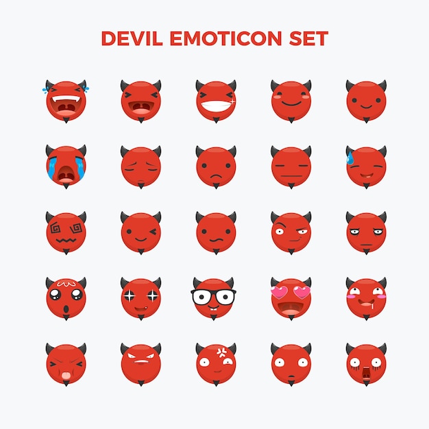 Emoticon set of devil. isolated Vector Illustration