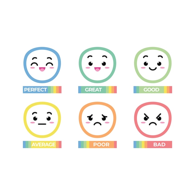 Emoticon set for feedback concept