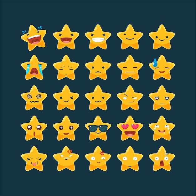 Emoticon set of the golden Star.