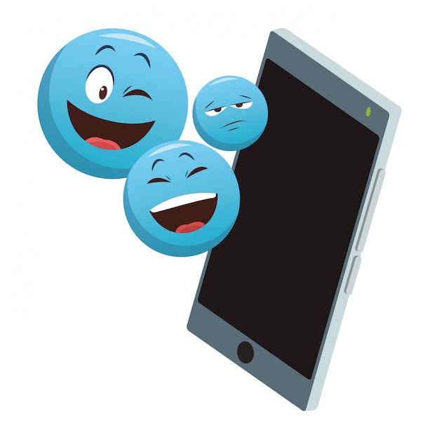 Vector emoticon on smartphone