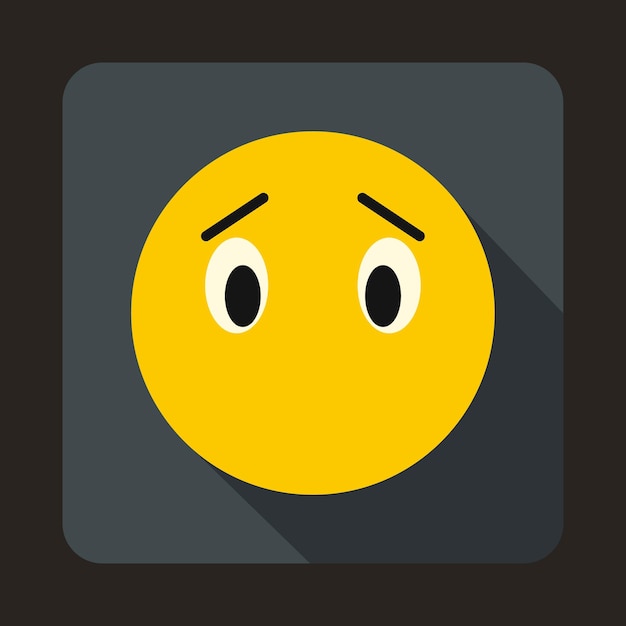 Emoticon without mouth icon in flat style on a gray background