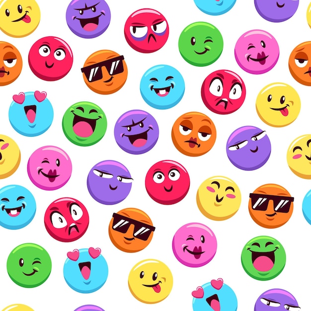 Emoticons pattern template on white background