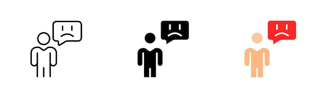 Emoticons set icon Sad smiling smile neutral upset emoji send reaction write a comment rating Feedback concept Vector icon in line black and colorful style on white background