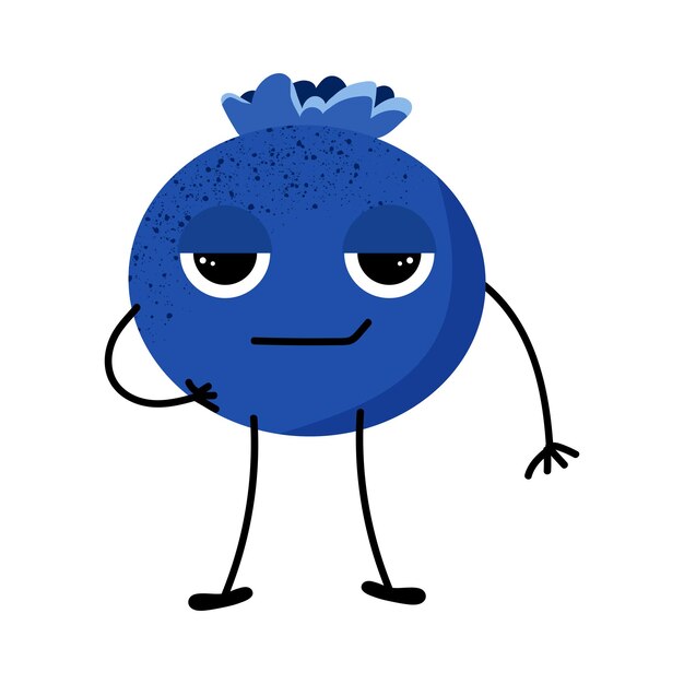 Vector emotion coolness cute vector blueberry with emotion cool berry fruit emoticon lively fruit