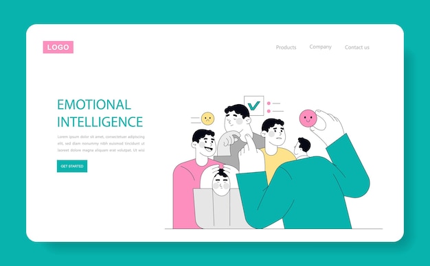 Emotional intelligence concept illustration on a website showing a workshop on recognizing emotions