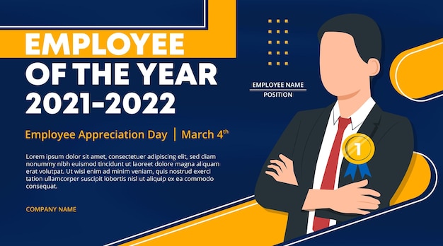 Employee appreciation day banner with an employee of the year winner