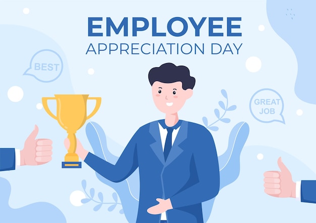 Employee Appreciation Day Cartoon Illustration to Give Thanks or Recognition for their Employees