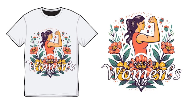 Vector empower her strength womens day edition t shirt design