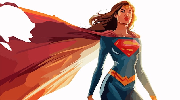 Empowered Super Woman Mixed Media Vector Illustration