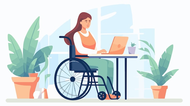 Empowered Young Disabled Woman Working in Wheelchair