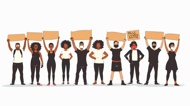 Vector empowering black lives matter protest cartoon vector illustration