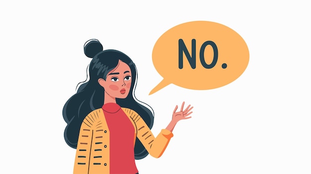 Empowering woman saying No concept vector illustration